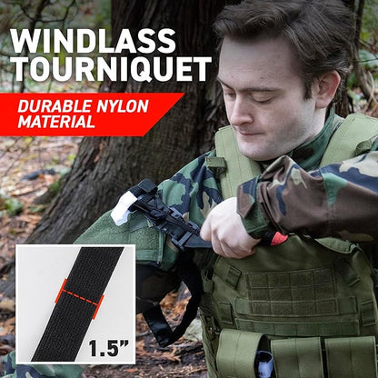 Survival Kit – 72HRS IFAK 211-Piece Molle Trauma Kit with Tourniquet, Deluxe Tactical Kit for Camping, IFAK Pouch, Molle Kit, Military Tactical Survival Kit