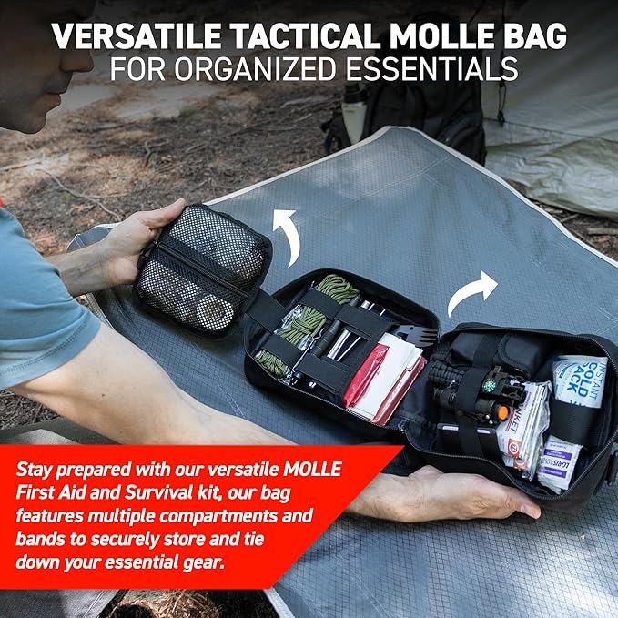 Survival Kit – 72HRS IFAK 211-Piece Molle Trauma Kit with Tourniquet, Deluxe Tactical Kit for Camping, IFAK Pouch, Molle Kit, Military Tactical Survival Kit